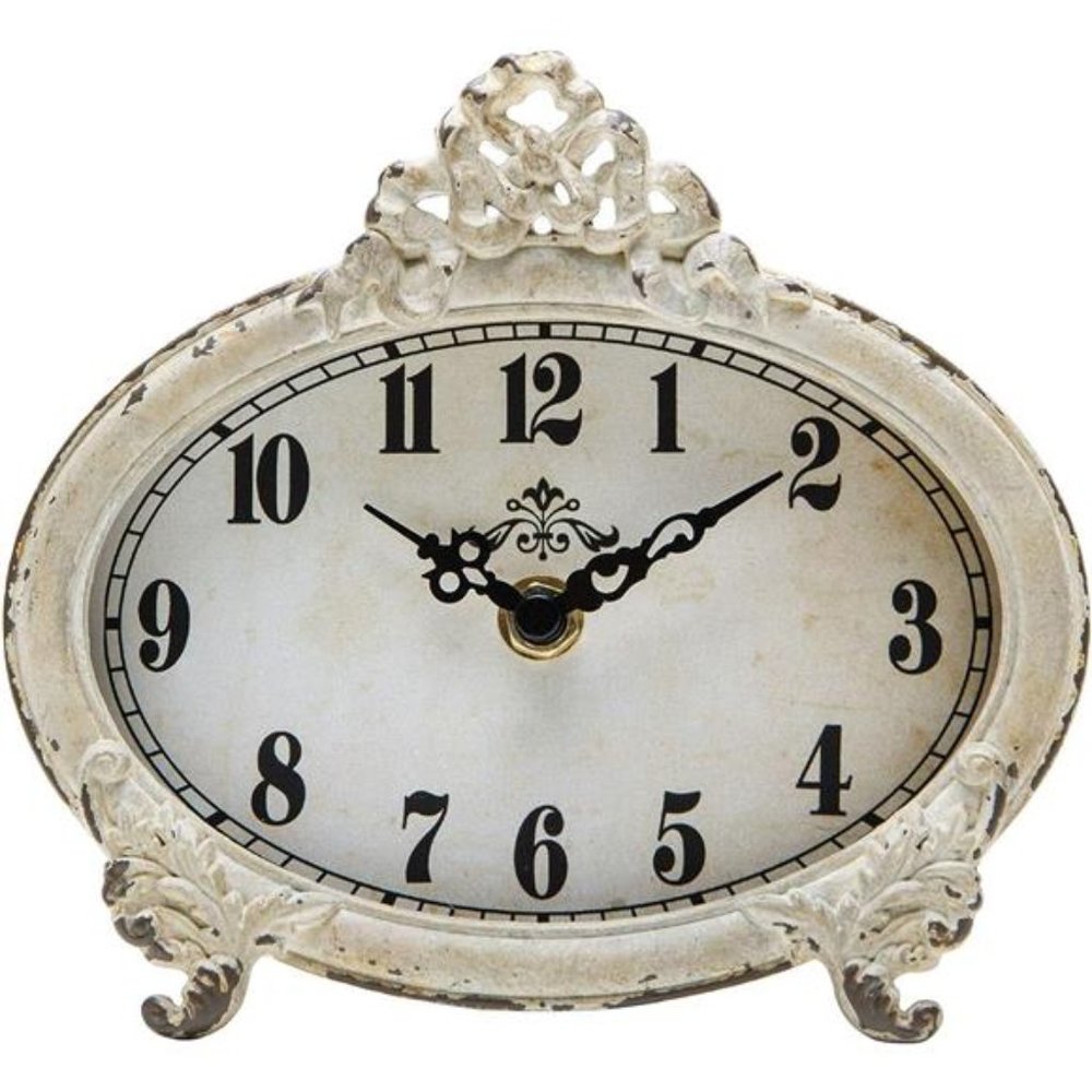 Vintage Table Clock,Battery Operated Rustic Design,Chic Home Décor for Fireplace